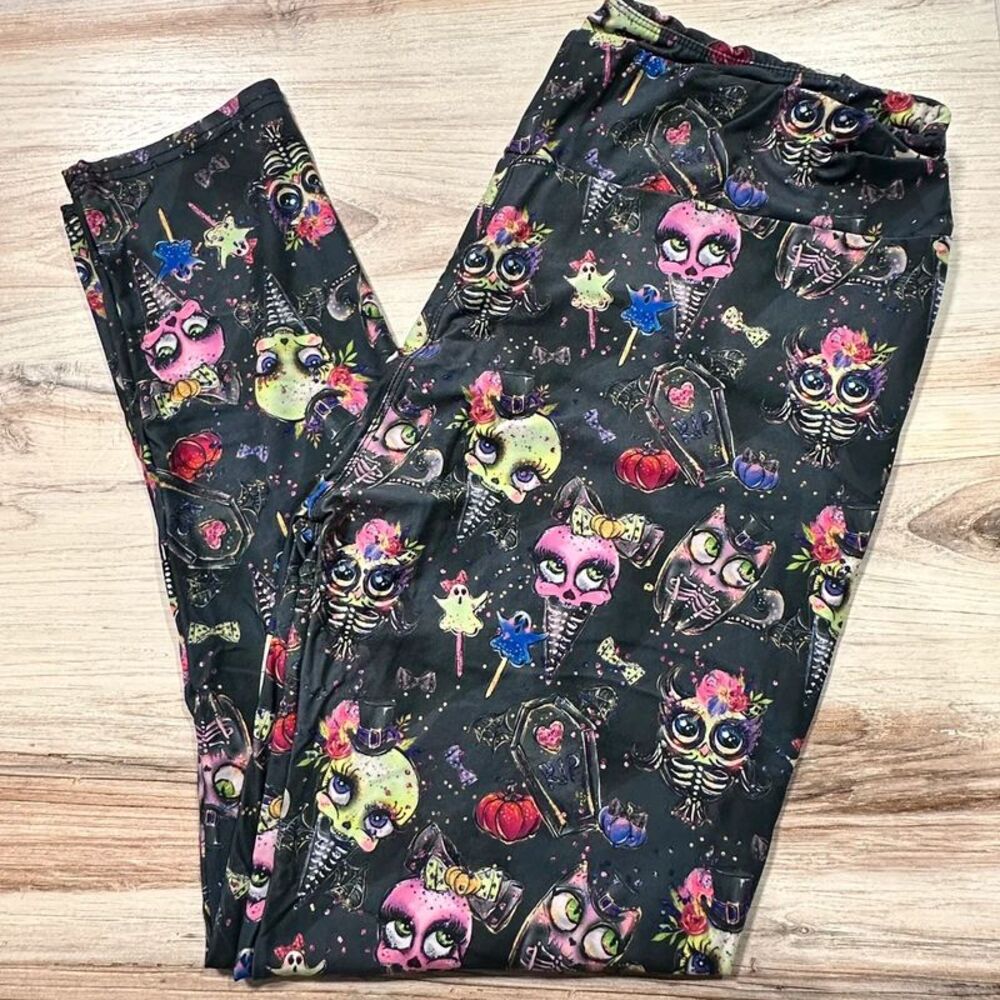Unique Fun Skeleton Spooky Halloween Owl TC2 leggings - Picture 2 of 4
